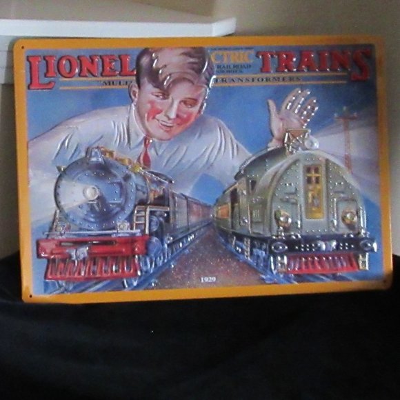 Metal Tin sign Embossed Lionel Trains  -NEW - Picture 4 of 7